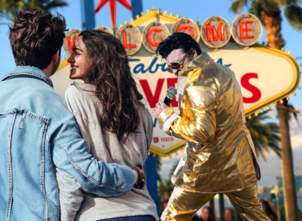 Las Vegas: Goldene Elvis-Gelübdeerneuerung oder Hochzeit am Welcome Sign