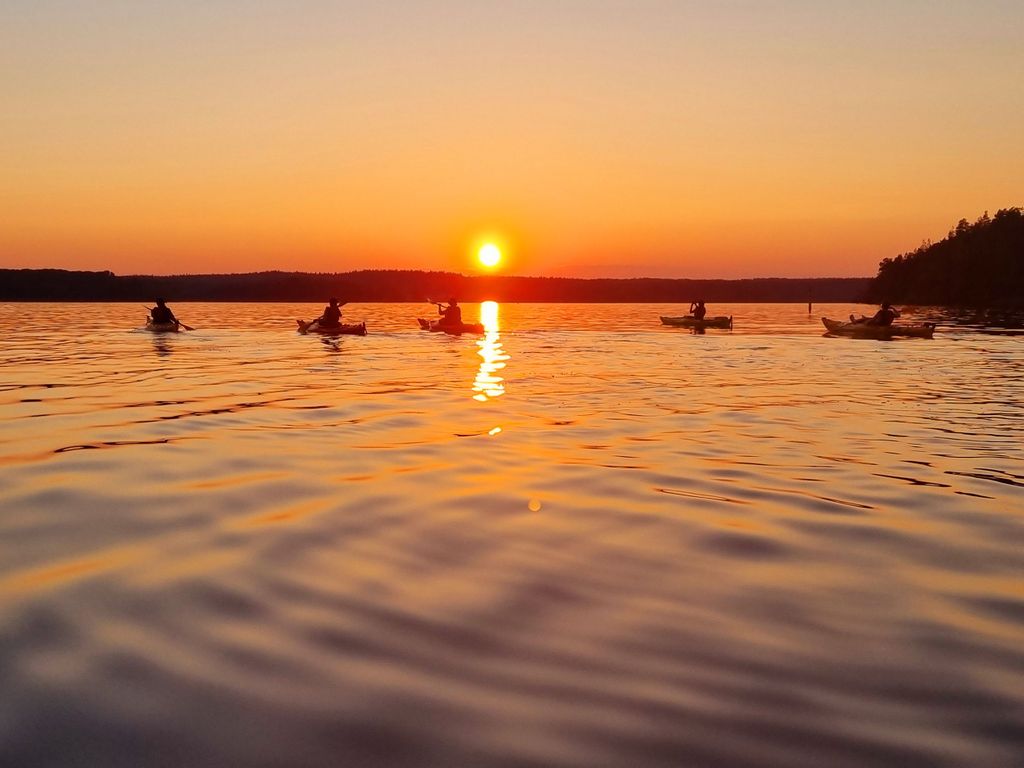 Stockholm: Kajaktour bei Sonnenuntergang auf dem Mälarsee mit Tee und Kuchen