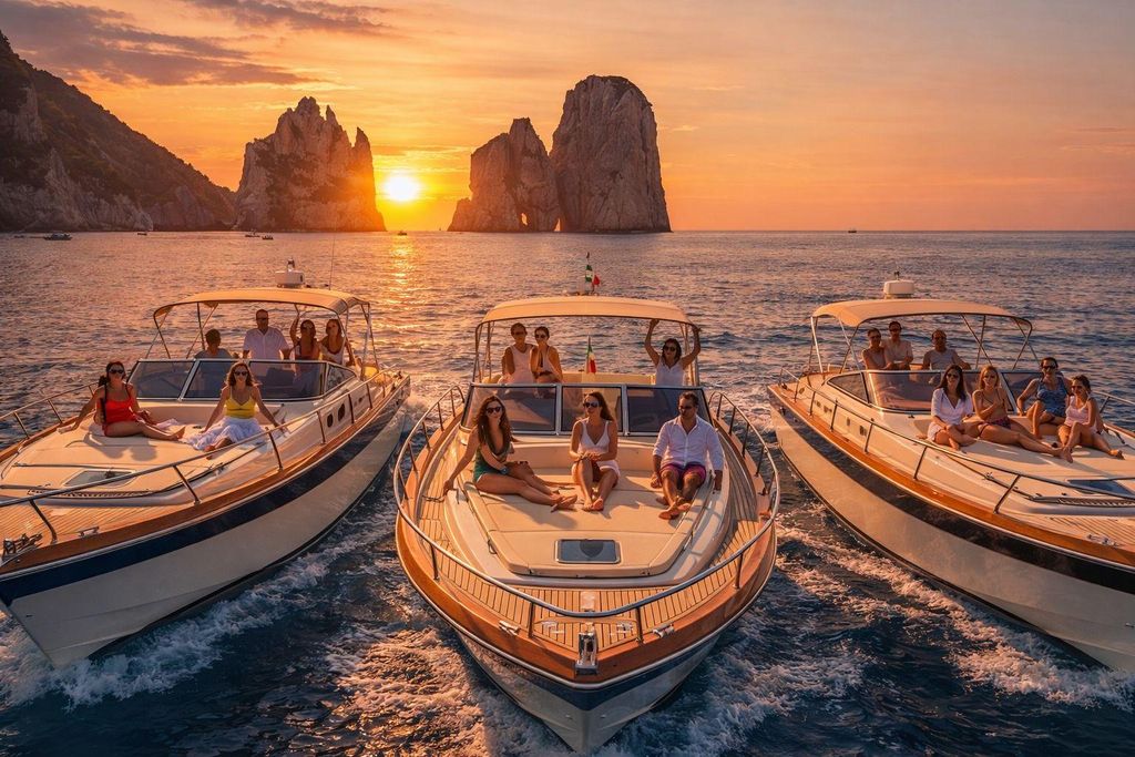 Sunset Bootstour Amalfiküste kleine Gruppe mit Aperitif
