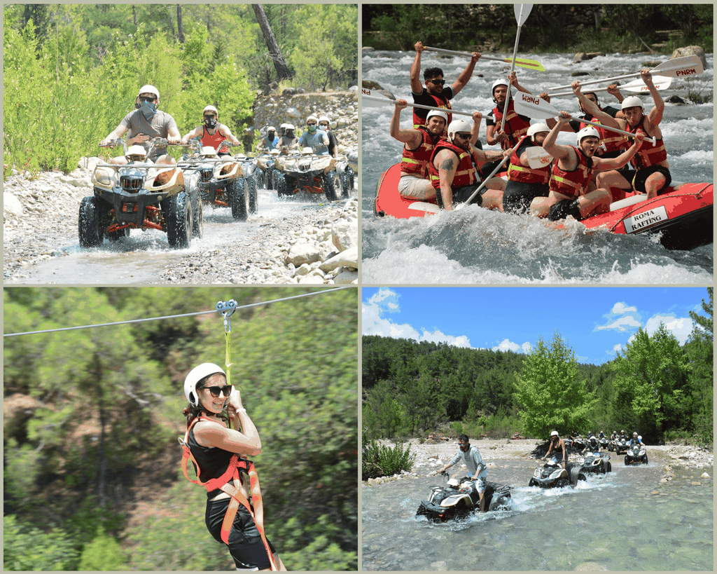 Von Antalya, Belek, Side: River Rafting, Zipline, Atv Tour