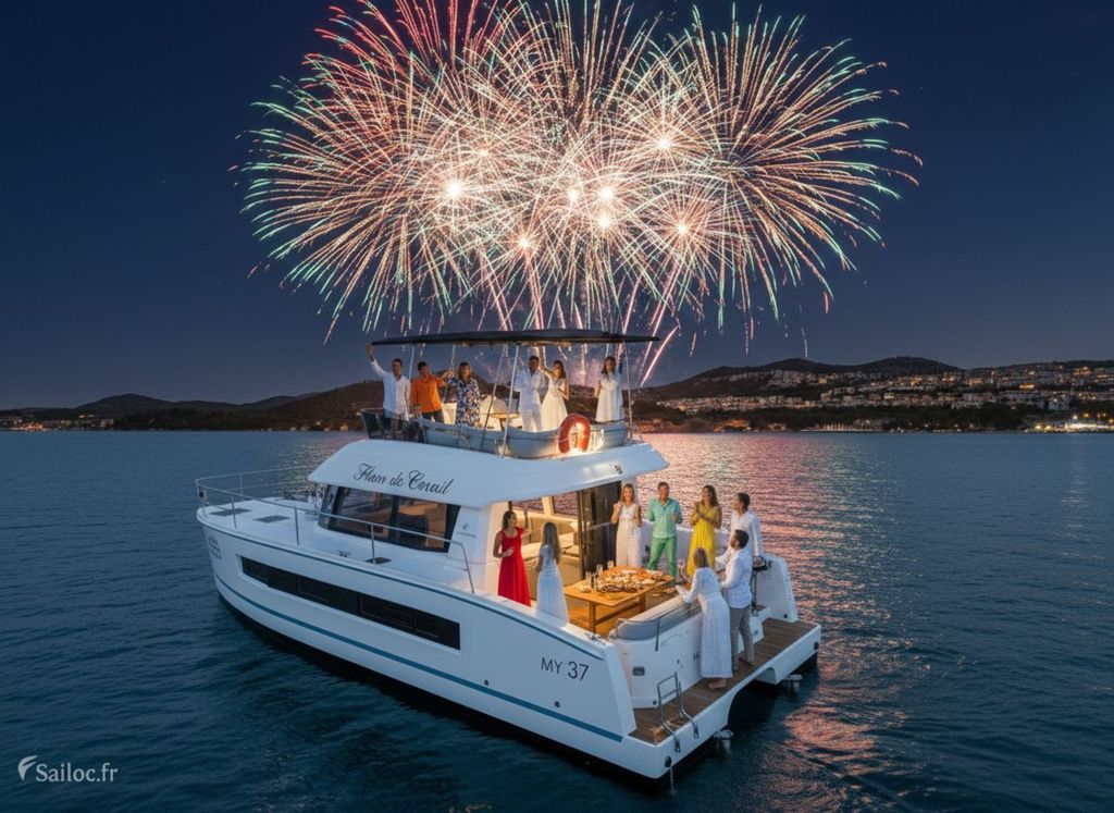 St. Raphaël: Katamaran-Feuerwerkskreuzfahrt mit Getränken & Abendatmosphäre
