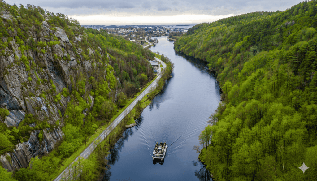 Luxuriöse Ponton-Bootstouren: Kristiansands einzige Flussfahrt
