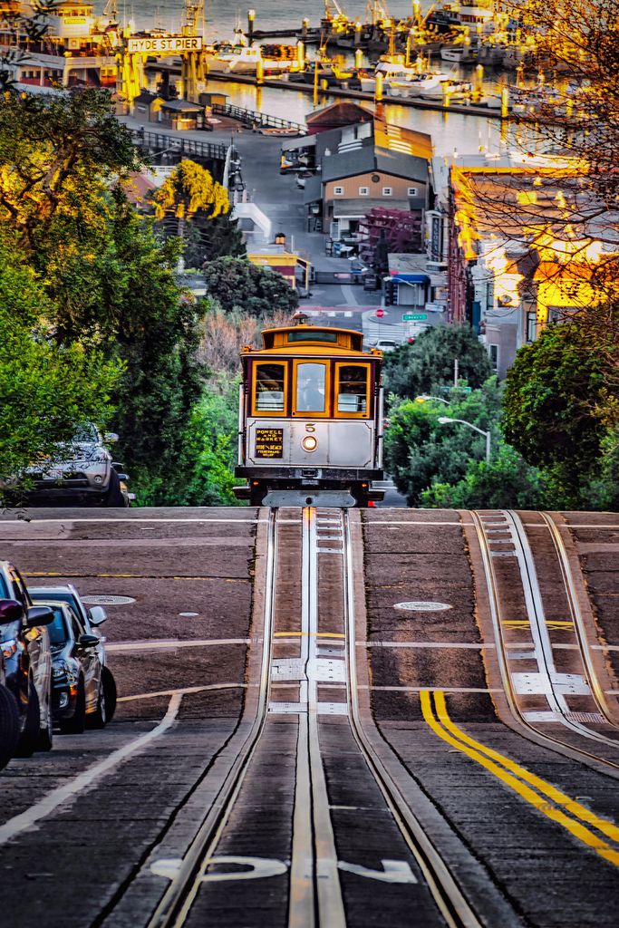 Cable Car im Viertel Russian Hill