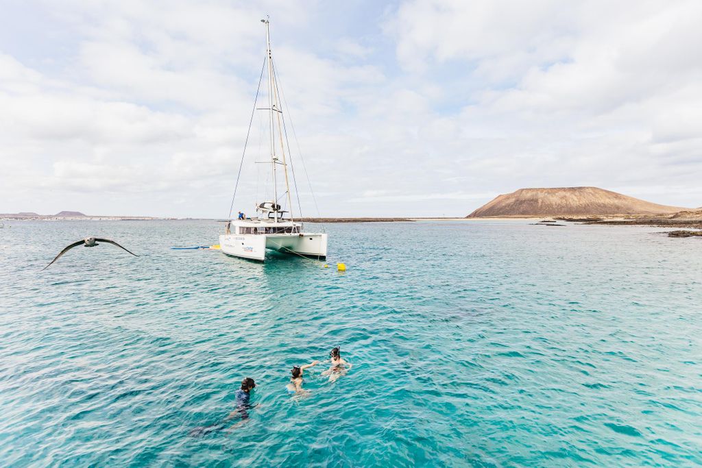 Corralejo: Lobos Island Katamaran Tour mit Getränken und Schnorcheln