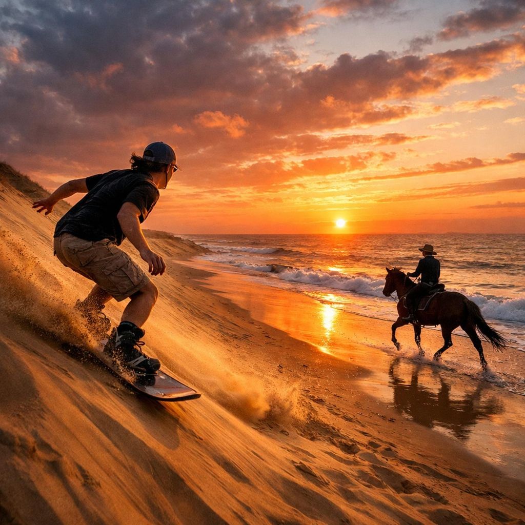 Agadir: Strandausritt, Sandboarding & Canyon (optional Abendessen)