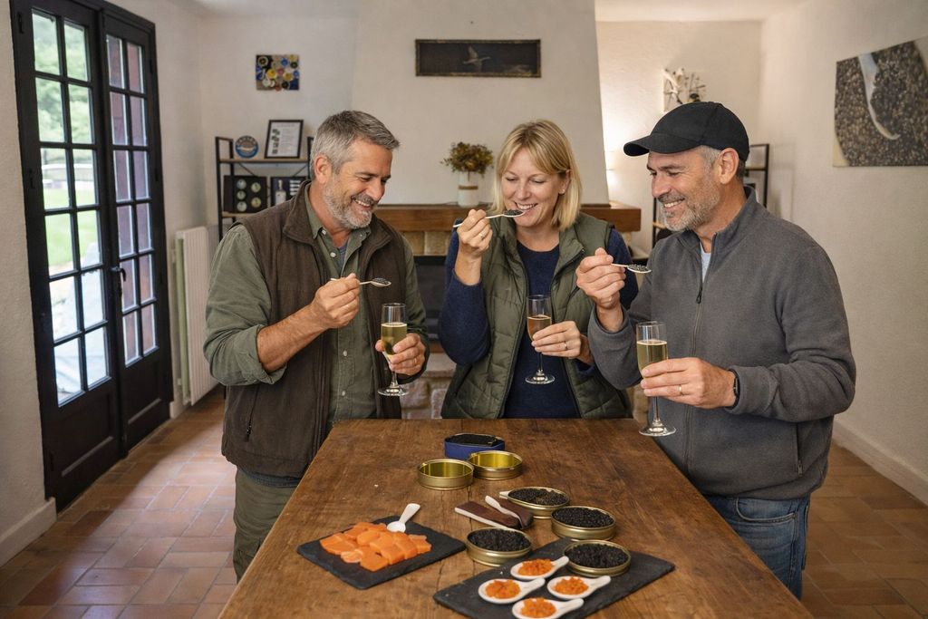 Sarlat: Kaviarfarm-Tour mit Verkostung + Abholung durch Exploreo24