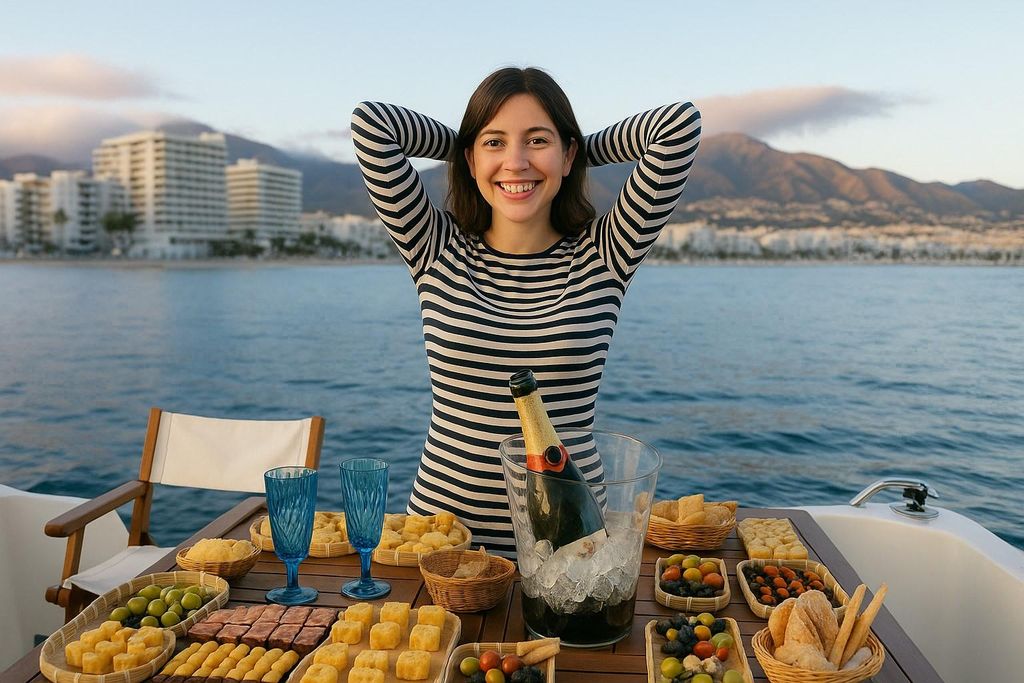 Fuengirola: Bootstour bei Sonnenuntergang – Cocktail-Dinner & Champagner