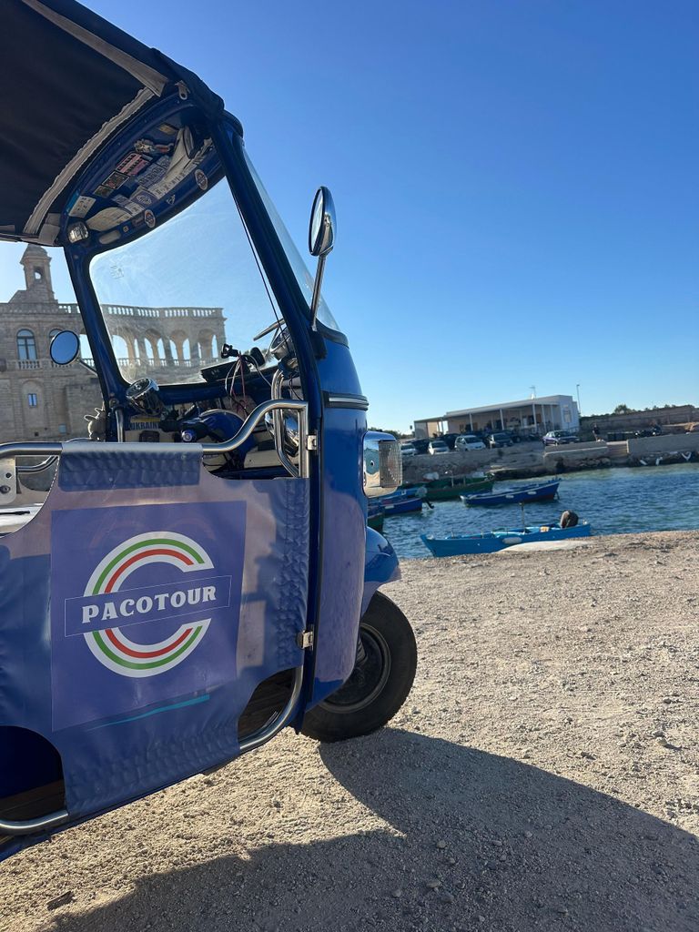 Entdecke Polignano a Mare: Tour an Bord eines Vintage-Ape-Calessino von Piaggio