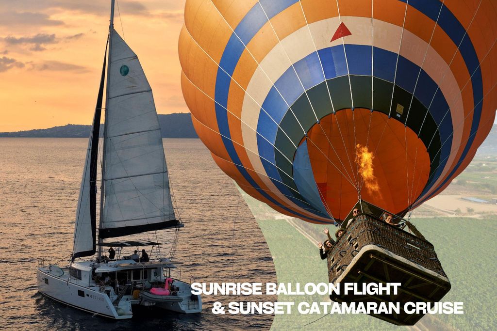 Heraklion: Ballonfahrt bei Sonnenaufgang & Katamarantour bei Sonnenuntergang