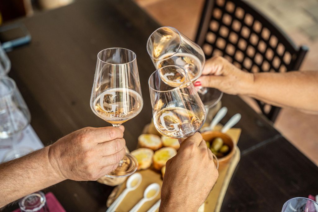 Verkostung im Weinkeller in Caprino Veronese, Pesina.