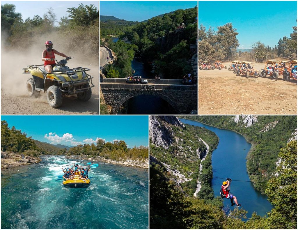 Antalya/Side: Quad, Buggy, Rafting & Zipline-Tour mit Mittagessen