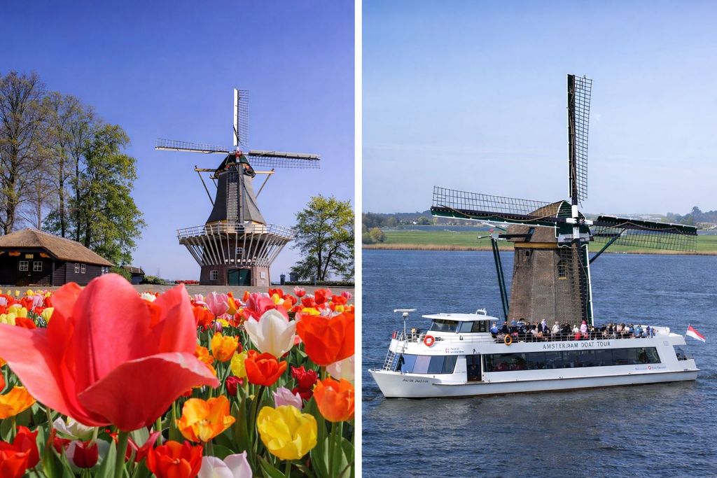 Amsterdam: Tour zu den Keukenhof Gärten mit Windmühlenkreuzfahrt