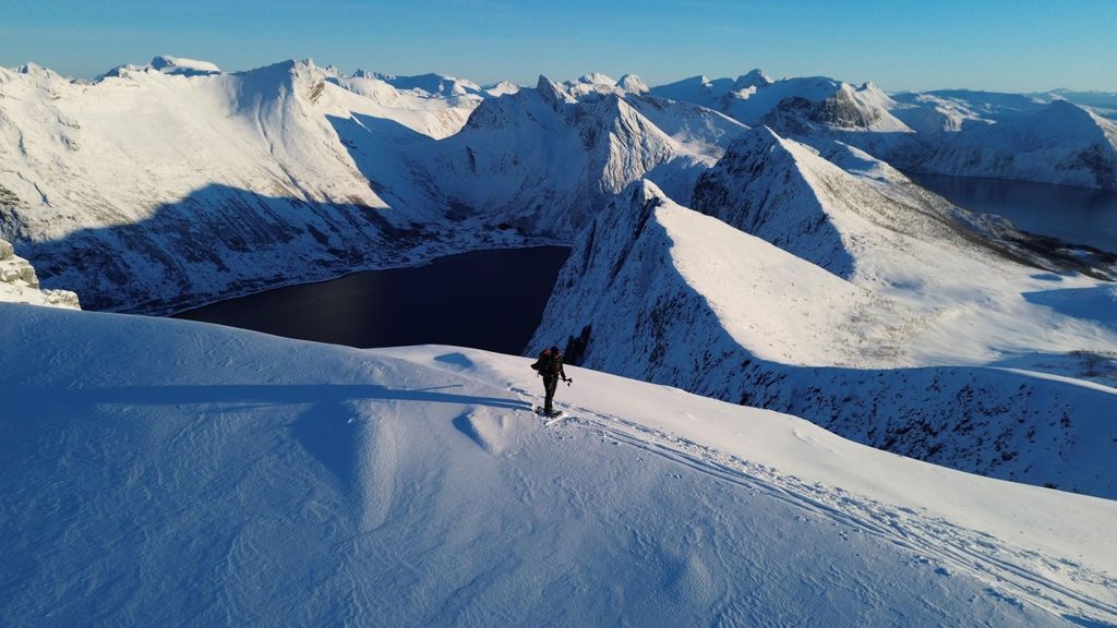 Von Tromsø: Schneeschuhwanderung auf der Insel Senja nach Husfjellet
