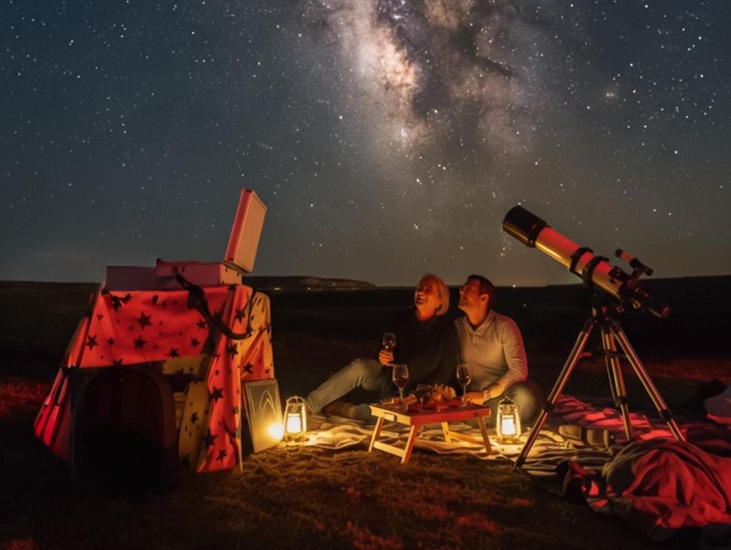 Wüste von Tabernas: Sternennacht mit Teleskopen